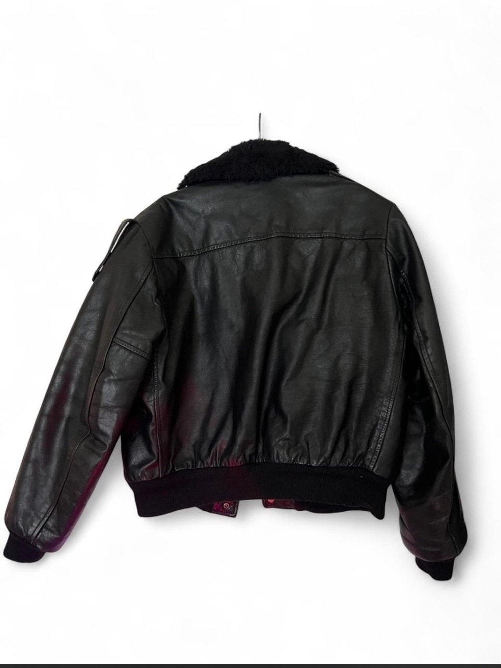 Men’s Cooper Genuine Leather Black Sherpa Lined Bomber Jacket Size 44 - Picture 4 of 5